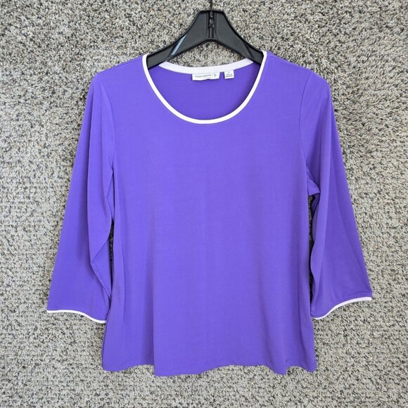 Susan Graver Tops - Susan Graver Top Womens Small‎ Purple Liquid Knit Scoop Neck Blouse 3/4 Sleeve